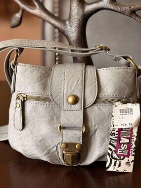 Brash Pebble Textured Crossbody Organizer Bag - Grey